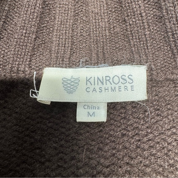 Kinross Cardigan 100% Cashmere Mock Neck Pockets One Button Cozy Sweater Women M - Picture 11 of 12